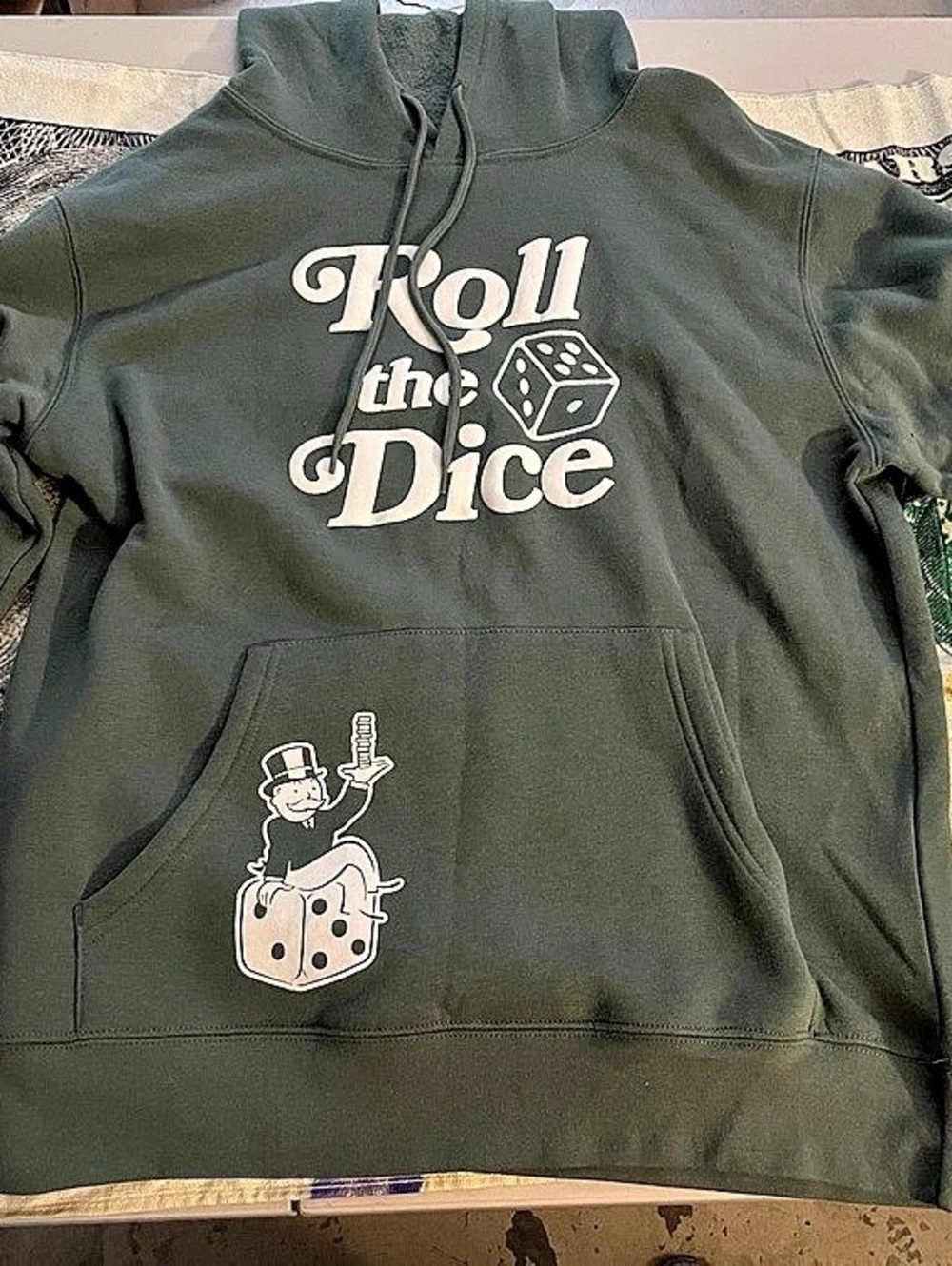 Monopoly Take the Chance Win It All Graphic Hoodie in Green size small